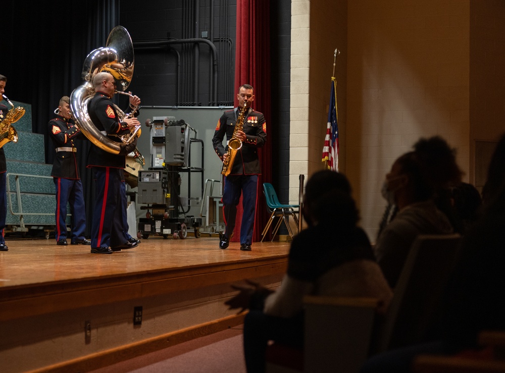 Quantico Marine Corps Brass Band performs at Ruffner Middle School