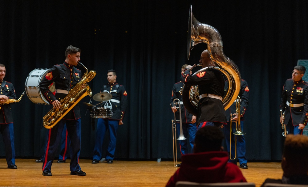 Quantico Marine Corps Brass Band performs at Ruffner Middle School