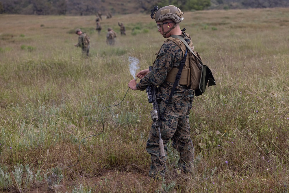 Combat engineers train to employ assault breaching charges