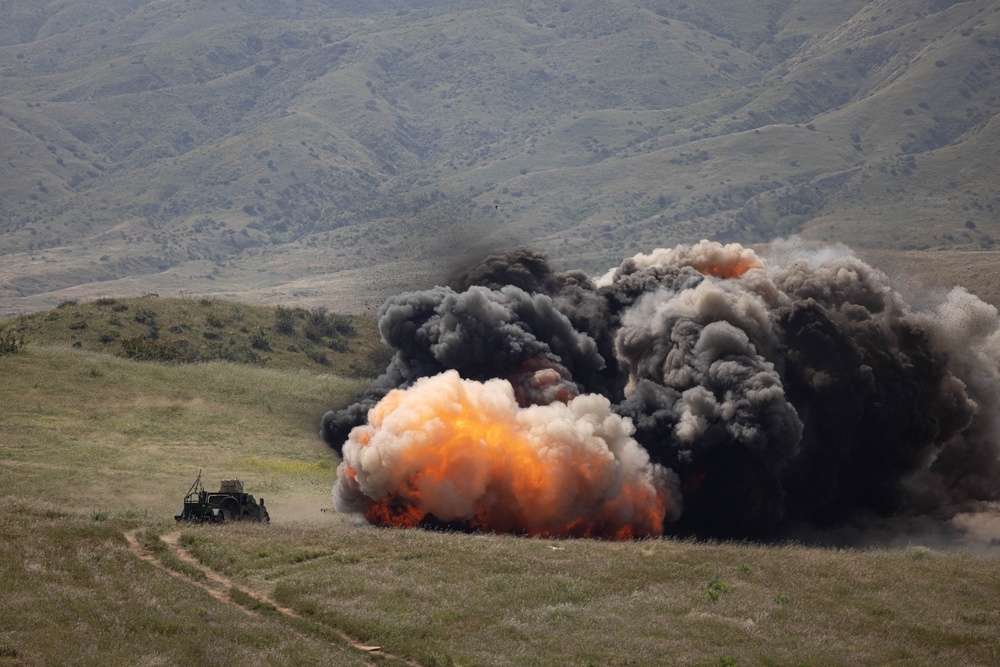 Combat engineers train to employ assault breaching charges