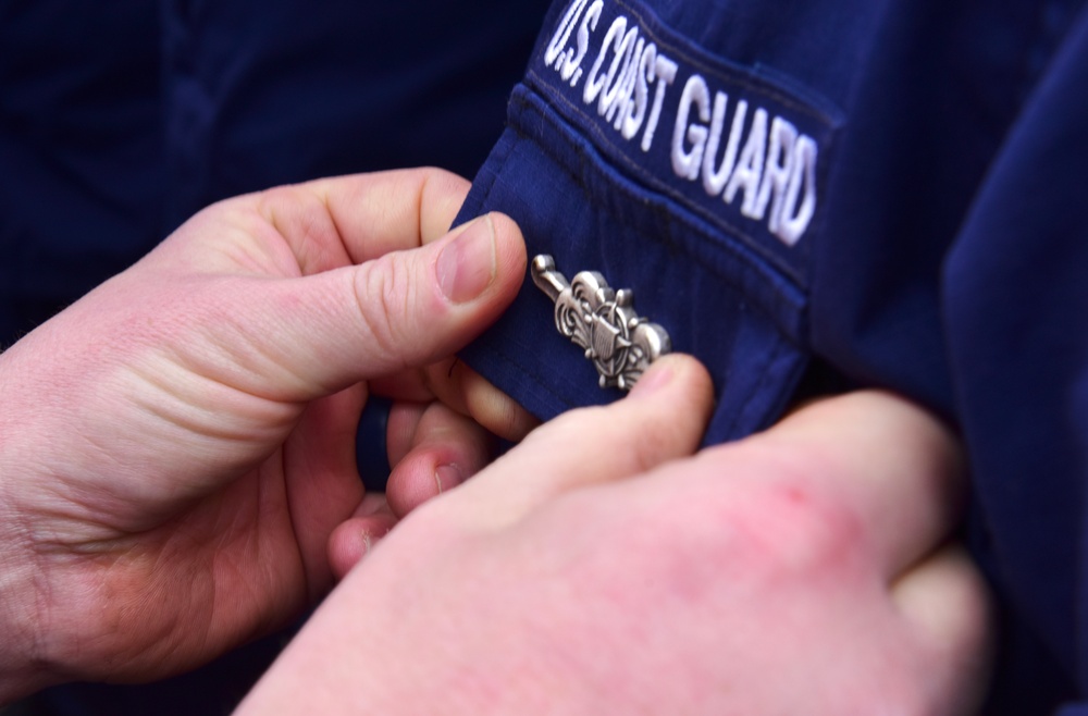 USCGC Eagle personnel recognized for advancing their qualifications while underway in the Atlantic Ocean