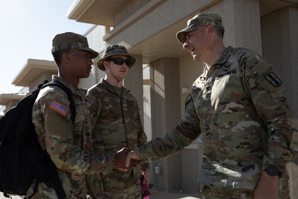 197th Field Artillery Brigade Commander awards soldiers from the 3-197th FAR