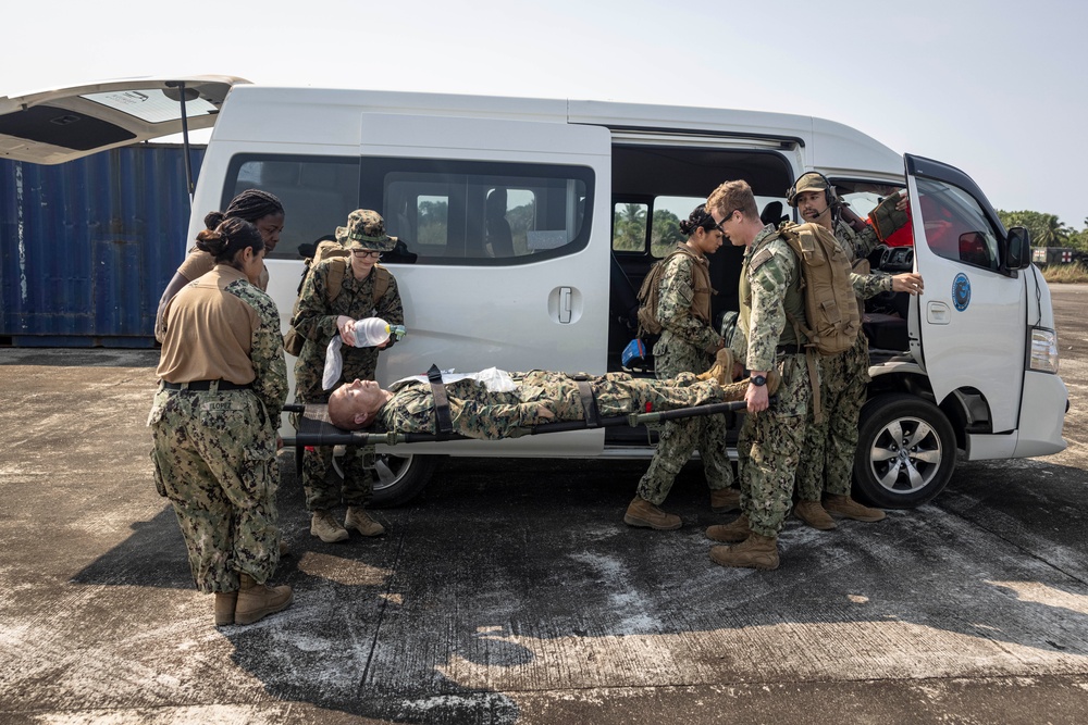 CJLOTS execute a MEDEVAC Drill, prepare for a convoy, and land a causeway ferry on the beach in preparation for Balikatan 23