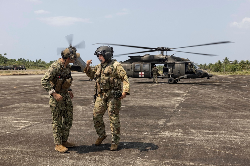 CJLOTS execute a MEDEVAC Drill, prepare for a convoy, and land a causeway ferry on the beach in preparation for Balikatan 23