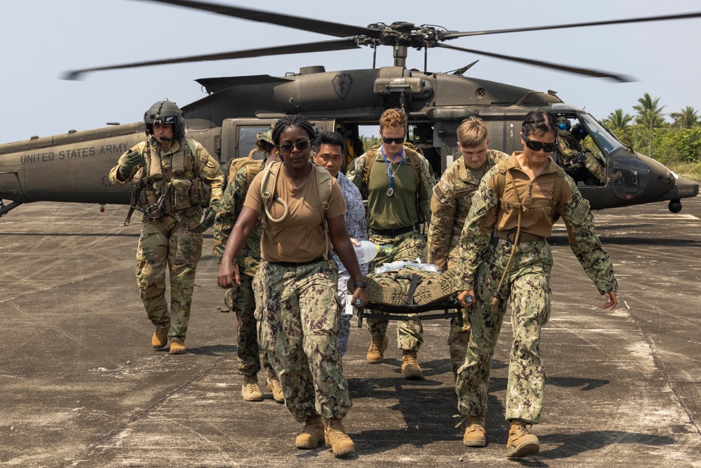 CJLOTS execute a MEDEVAC Drill, prepare for a convoy, and land a causeway ferry on the beach in preparation for Balikatan 23