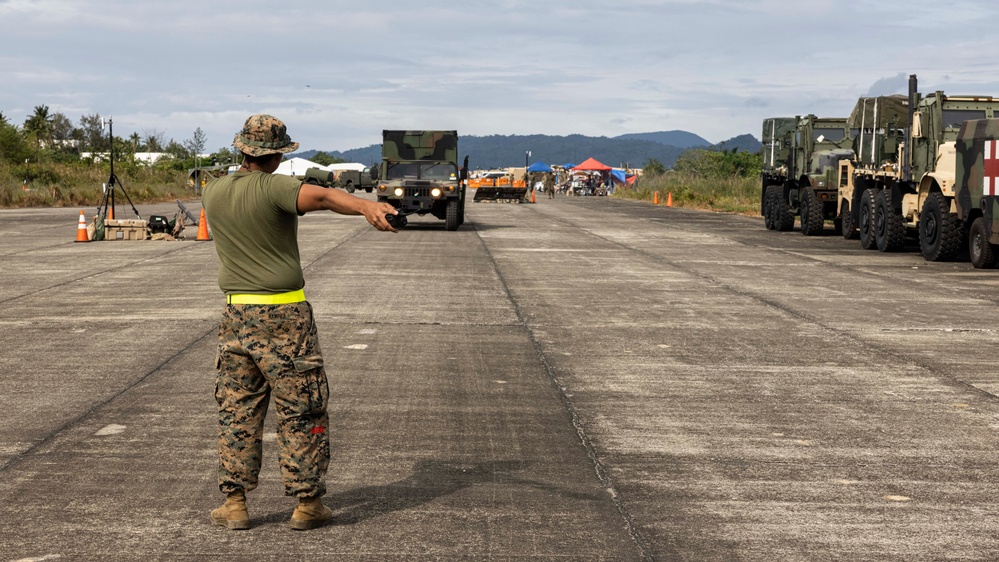 CJLOTS execute a MEDEVAC Drill, prepare for a convoy, and land a causeway ferry on the beach in preparation for Balikatan 23