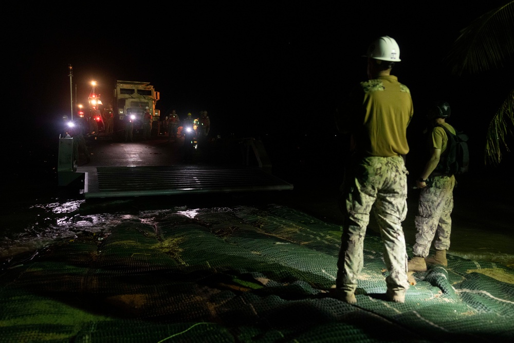 CJLOTS execute a MEDEVAC Drill, prepare for a convoy, and land a causeway ferry on the beach in preparation for Balikatan 23