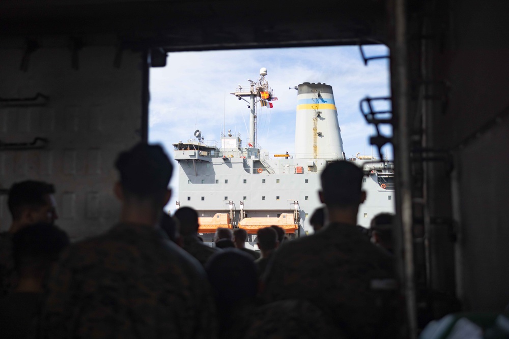 USS Bataan and 26th MEU Conduct Resupply At-Sea