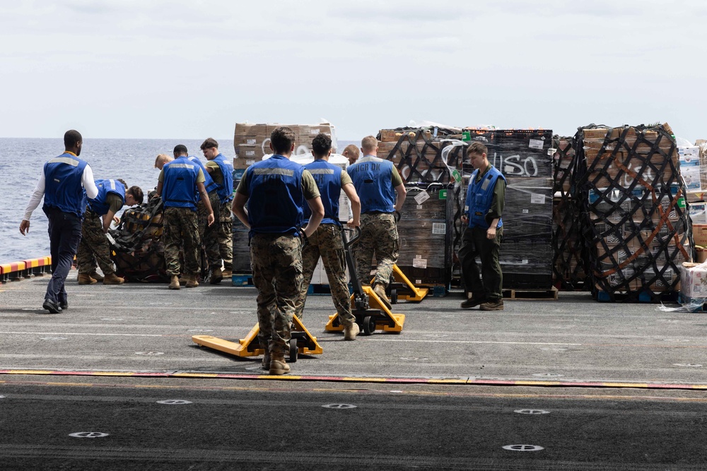 USS Bataan and 26th MEU Conduct Resupply At-Sea