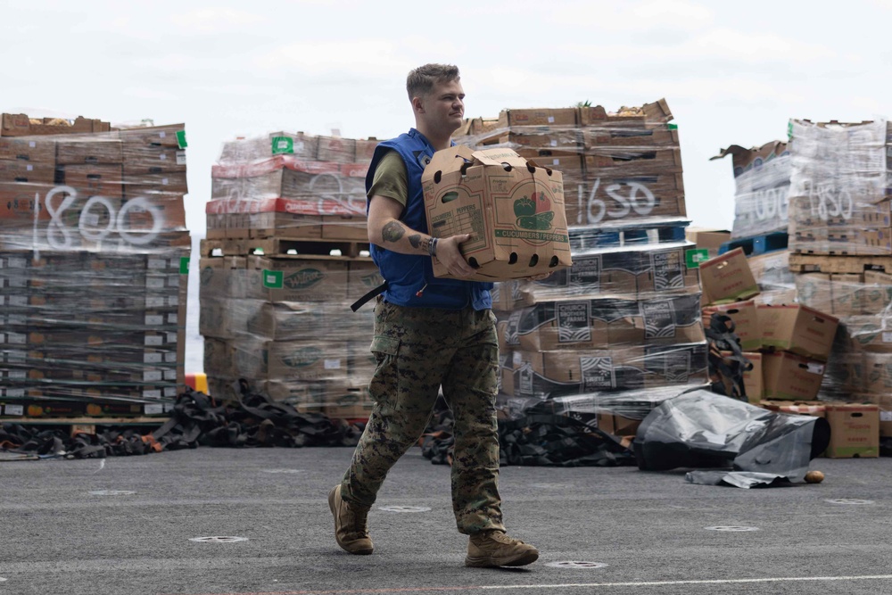 USS Bataan and 26th MEU Conduct Resupply At-Sea