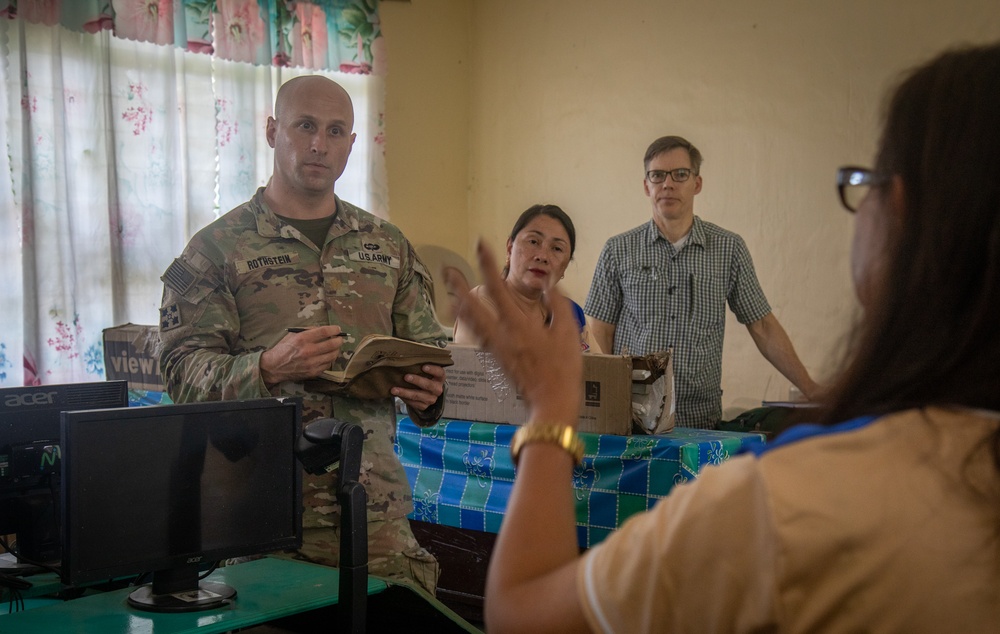 Balikatan 23 | U.S Army Soldiers with USAID representatives tour schools in Fort Magsaysay, Philippines