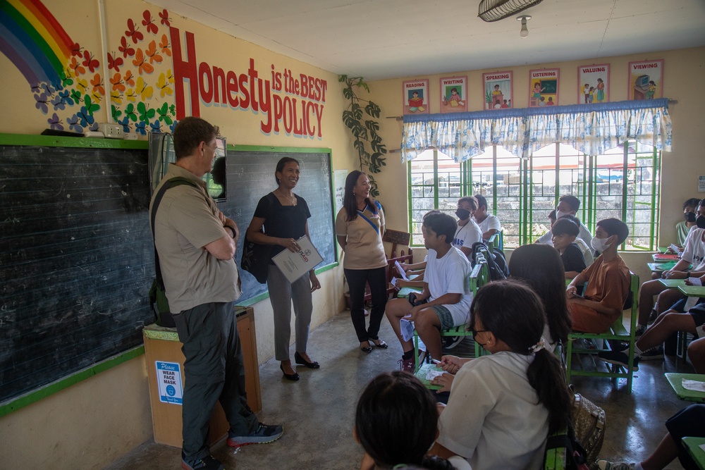 Balikatan 23 | U.S Army Soldiers with USAID representatives tour schools in Fort Magsaysay, Philippines