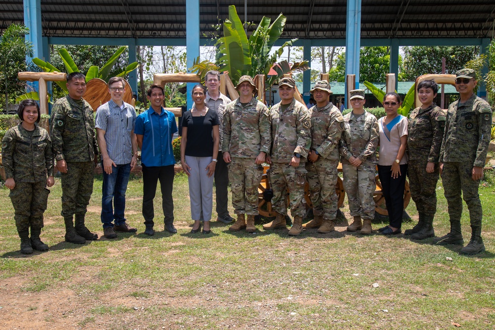 Balikatan 23 | U.S Army Soldiers with USAID representatives tour schools in Fort Magsaysay, Philippines