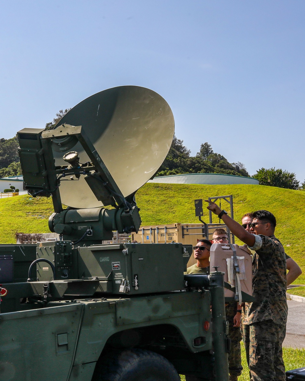 Communication Co. Marines set-up satellite communication for Task Force 76/3