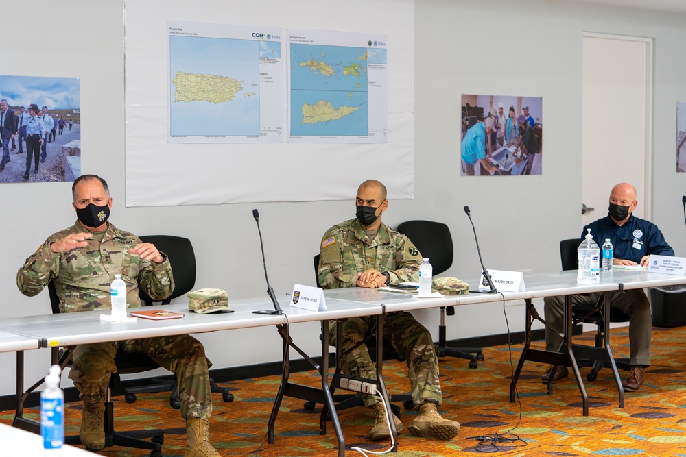 FEMA Region II Acting Administrator David Maurstad, along Meets Puerto Rico National Guard Adjutant General Jose Juan Reyes.