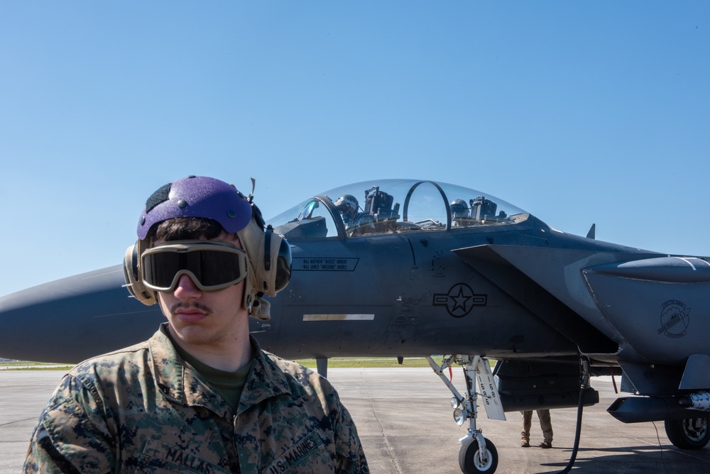 Christopher Mallas refuels an F-15E Strike Eagle