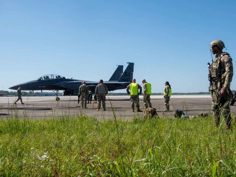 Purnell Stands Armed and Ready durning Strike Eagle Hot Pit Operations