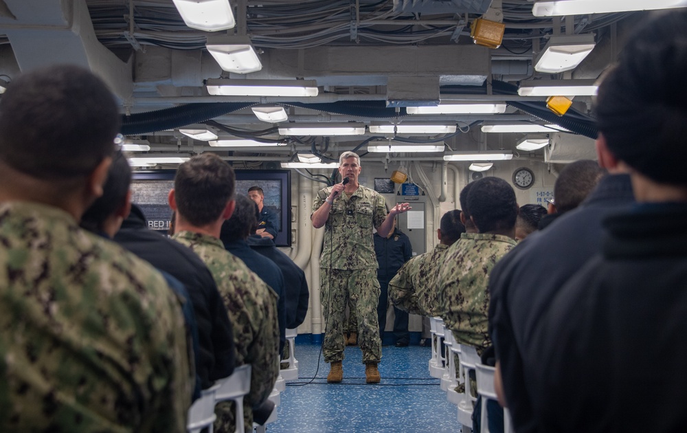 USS America (LHA 6) Holds All Hands Call With ESG 7