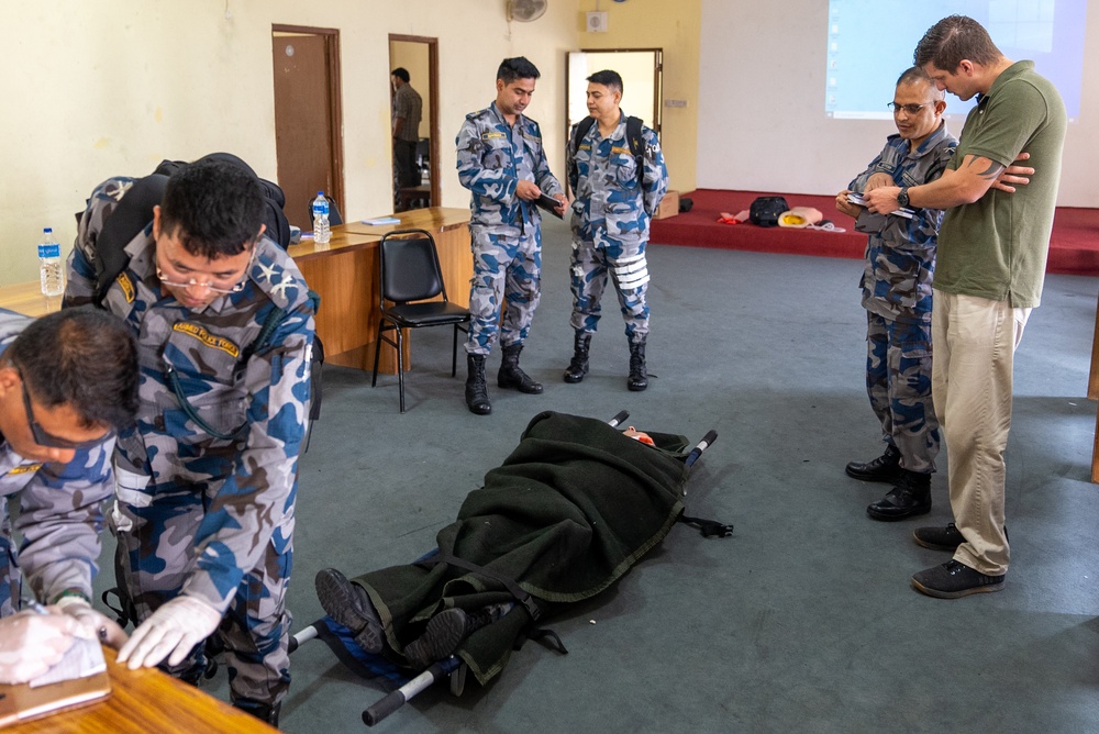 Nepal Armed Police Force (APF) members take part in Medical First Responder training
