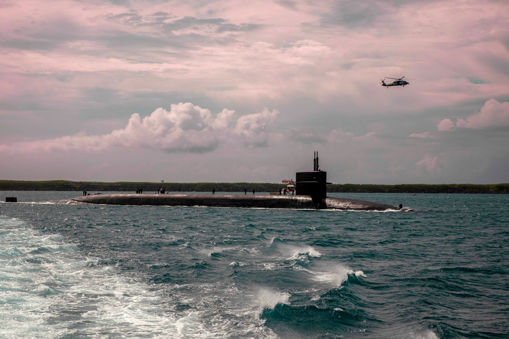 USS Maine Conducts Logistics Stop at Naval Base Guam