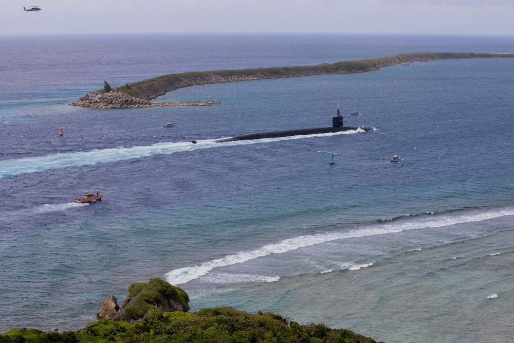 USS Maine Conducts Logistics Stop at Naval Base Guam