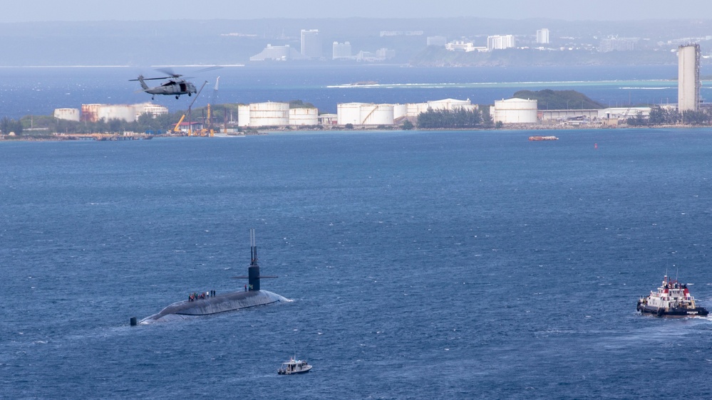 USS Maine Conducts Logistics Stop at Naval Base Guam