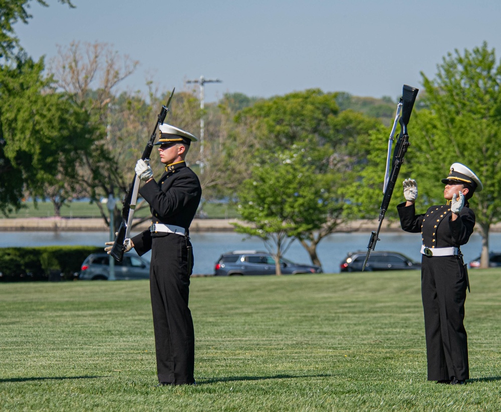 The United States Naval Academy holds the second formal parade of the season on Worden Field.