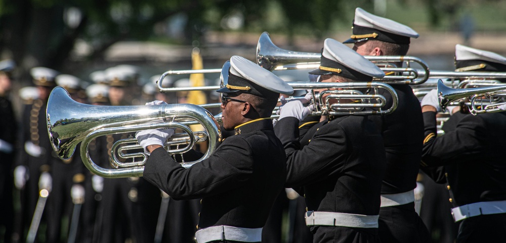 The United States Naval Academy holds the second formal parade of the season on Worden Field.