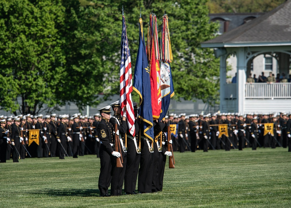 The United States Naval Academy holds the second formal parade of the season on Worden Field.