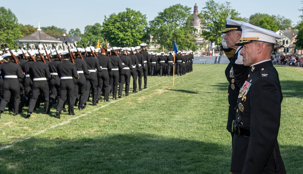 The United States Naval Academy holds the second formal parade of the season on Worden Field.