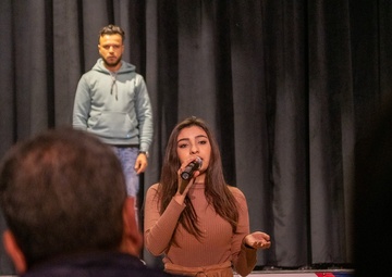 A young Tunisian woman singing during the inauguration ceremony of the newly refurbished Cultural Center Hammouda Maali el Kram