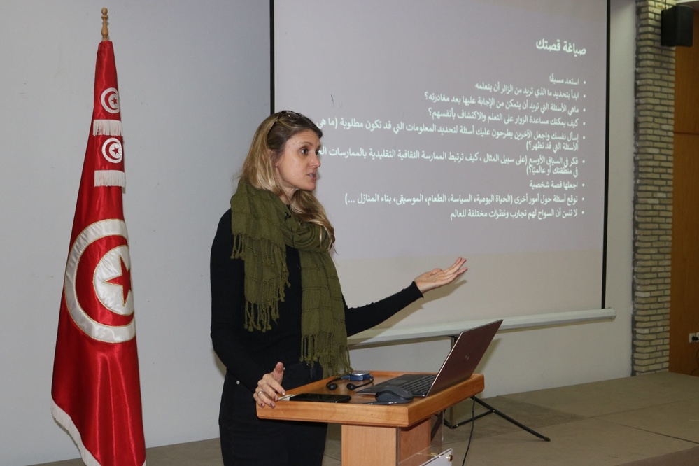 Participant’s intervention during the workshop for key stakeholders on the creation of Tourism Experiences held in Tozeur, Tunisia