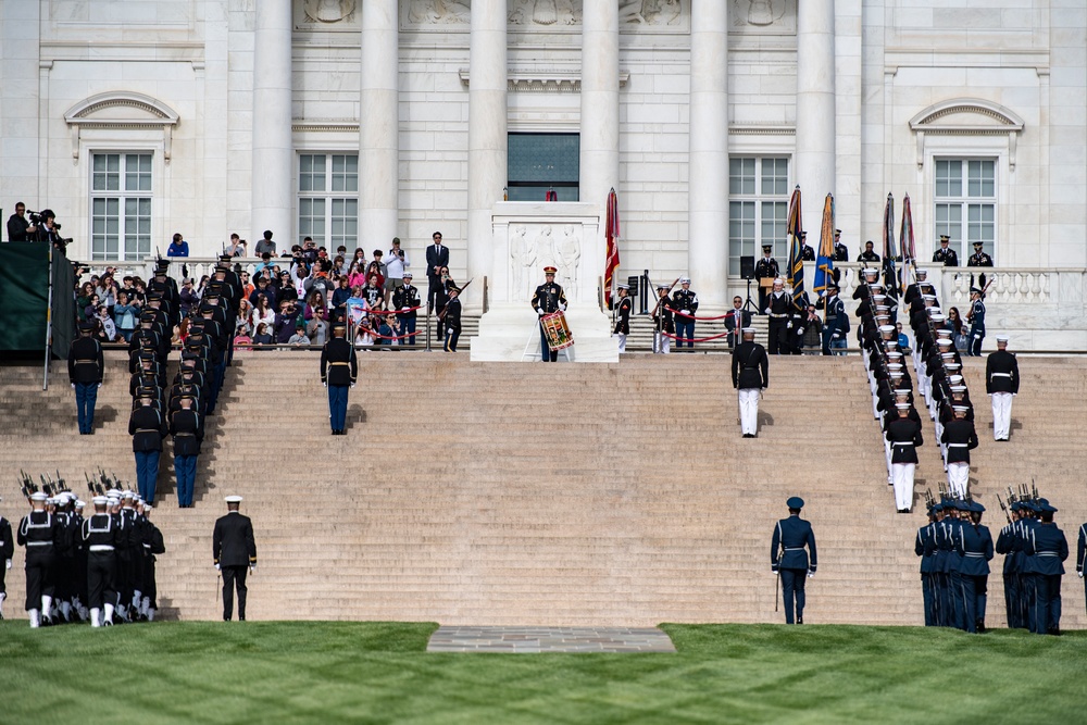 South Korean President Yoon Suk Yeol Participates in an Armed Forces Full Honors Wreath-Laying Ceremony at the Tomb of the Unknown Soldier