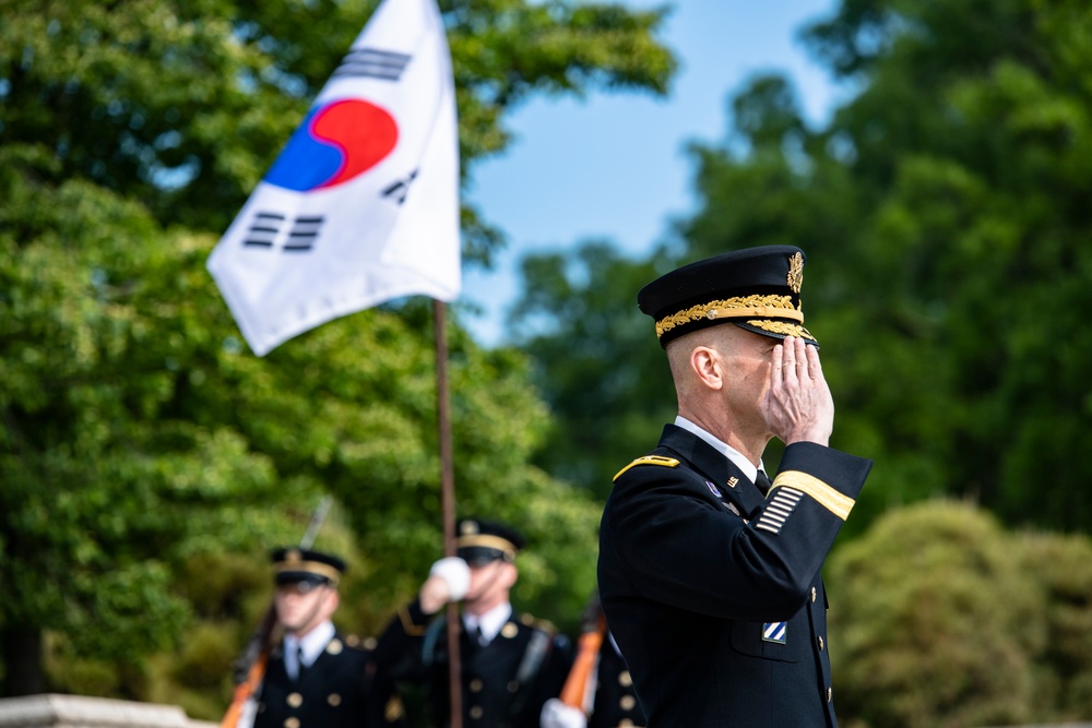 South Korean President Yoon Suk Yeol Participates in an Armed Forces Full Honors Wreath-Laying Ceremony at the Tomb of the Unknown Soldier