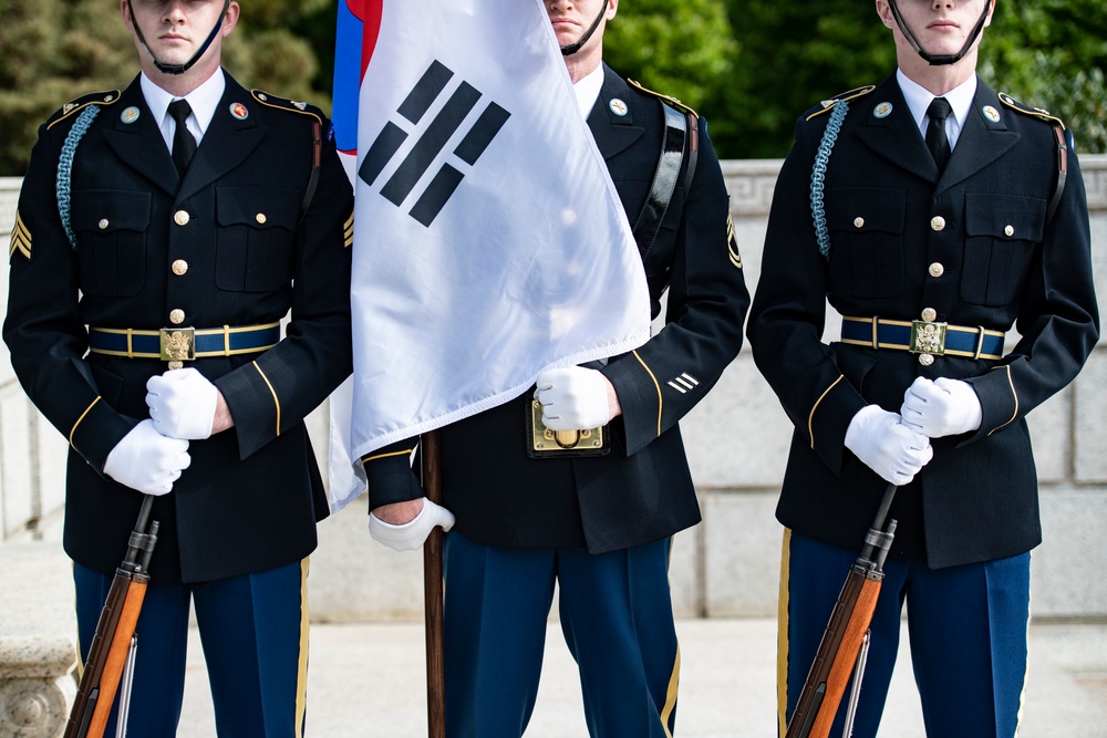 South Korean President Yoon Suk Yeol Participates in an Armed Forces Full Honors Wreath-Laying Ceremony at the Tomb of the Unknown Soldier