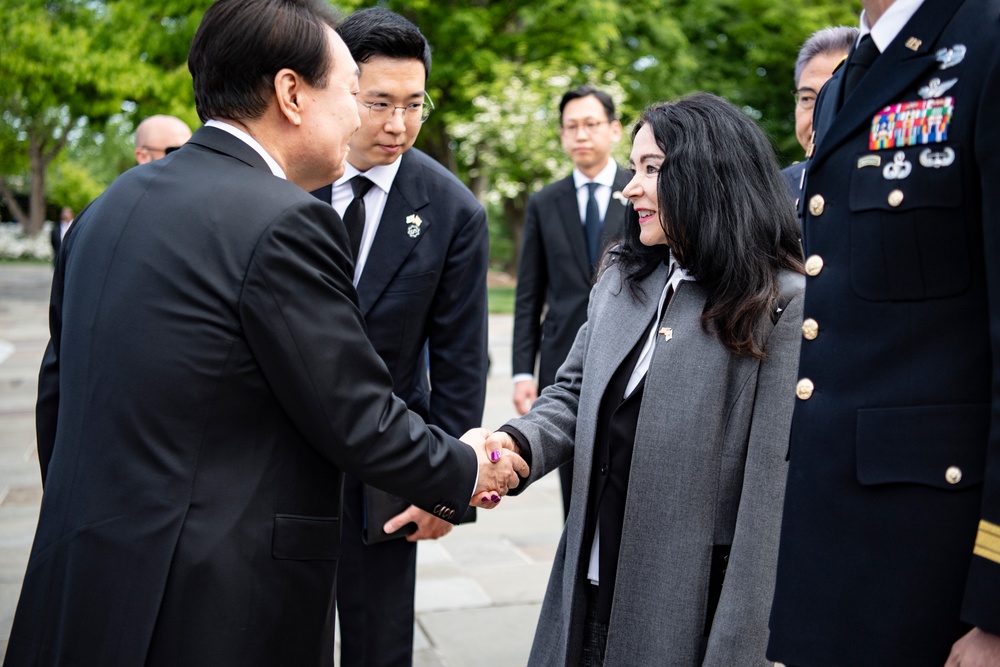 South Korean President Yoon Suk Yeol Participates in an Armed Forces Full Honors Wreath-Laying Ceremony at the Tomb of the Unknown Soldier