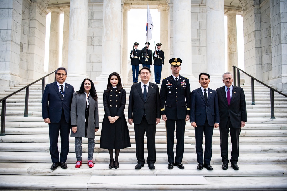 South Korean President Yoon Suk Yeol Participates in an Armed Forces Full Honors Wreath-Laying Ceremony at the Tomb of the Unknown Soldier