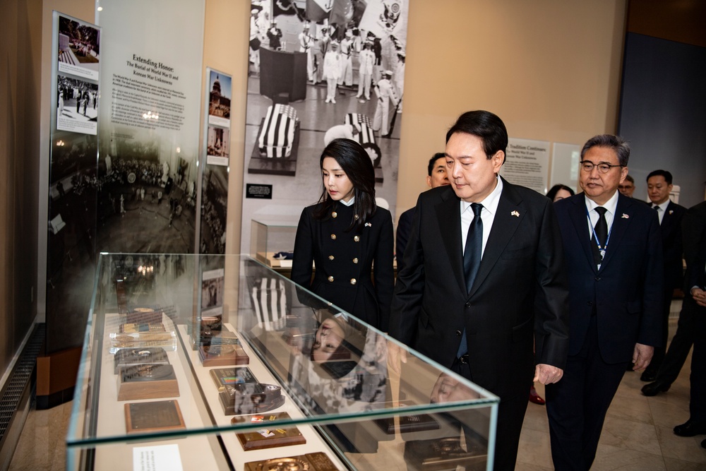 South Korean President Yoon Suk Yeol Participates in an Armed Forces Full Honors Wreath-Laying Ceremony at the Tomb of the Unknown Soldier