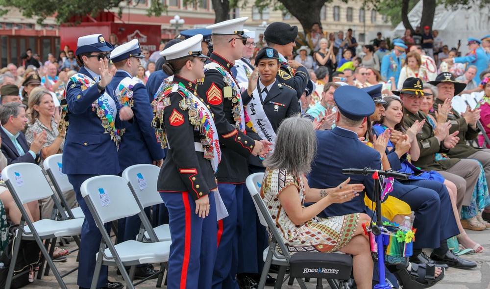 Investiture of King Antonio at the Alamo Plaza in downtown San Antonio