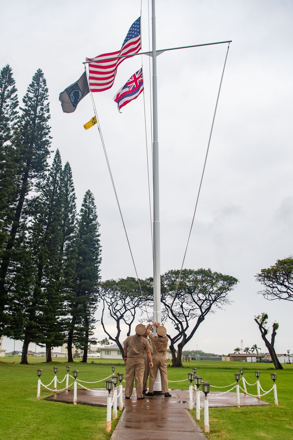 Pacific Missile Range Facility (PMRF) Chiefs Conduct Morning Colors