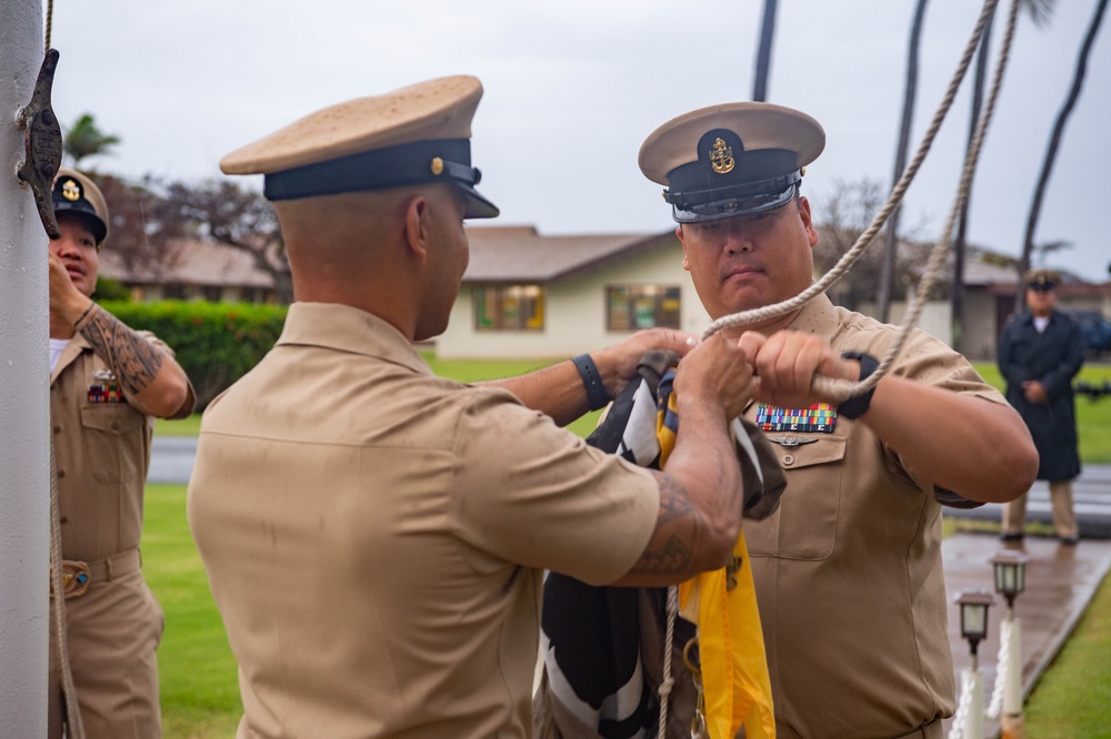 Pacific Missile Range Facility (PMRF) Chiefs Conduct Morning Colors