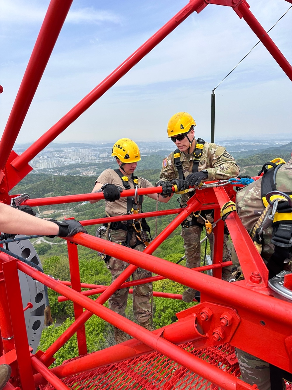 Maintenance Support Team works on the signal towers