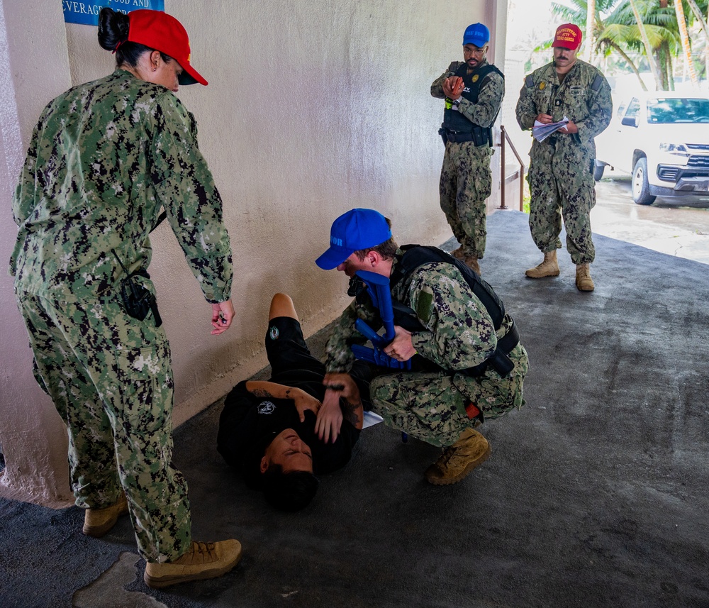 Sailors participate in an active shooter drill