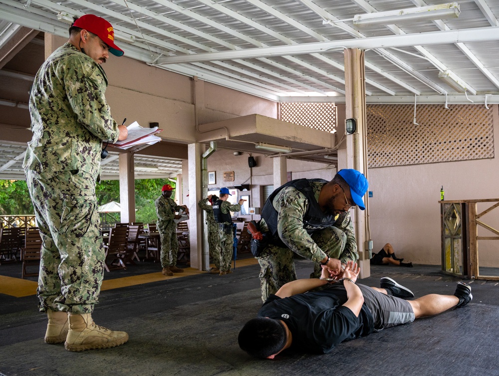 Sailors participate in an active shooter drill