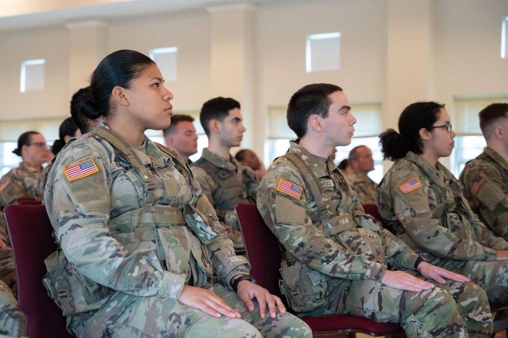 Members from the 169th Regiment (Regional Training Institute) observe Holocaust Remembrance event.