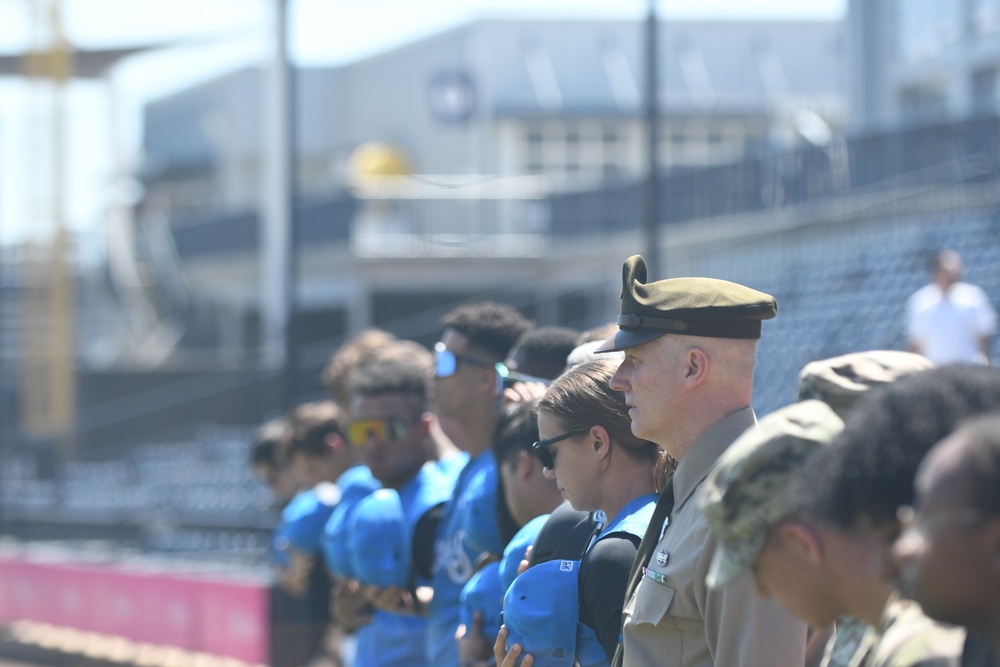 BG Collard throws opening pitch at Tarpons game