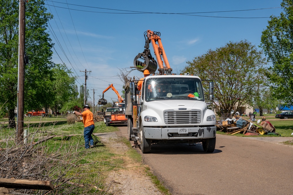 Debris Being Cleaned Up After Tornado