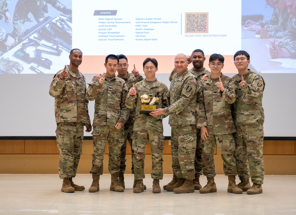 The Command team pose with the Korea Signal Week Soccer champions of 2023