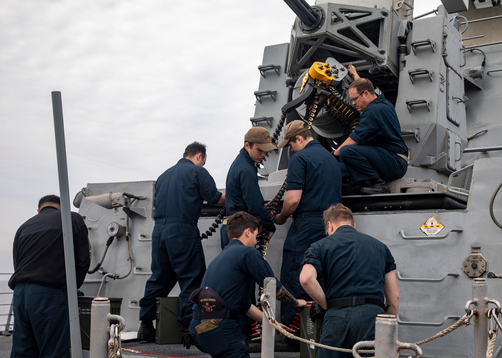 Sailors Conduct Ammo Upload Aboard USS John Finn (DDG 113)