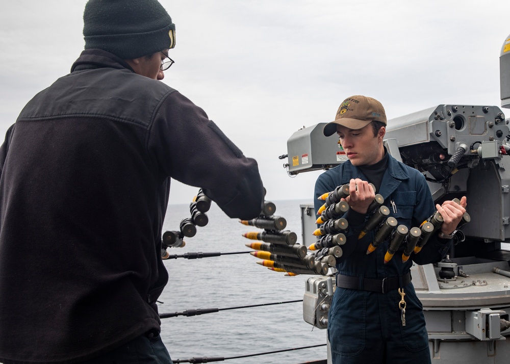 Sailors Conduct Ammo Upload Aboard USS John Finn (DDG 113)